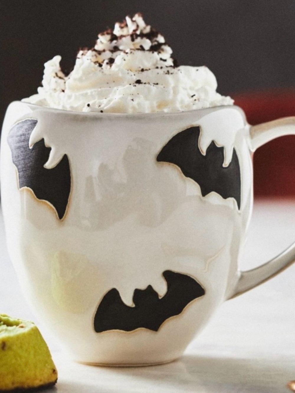 Anthropologie  Halloween White and Black Bat Accent Mug